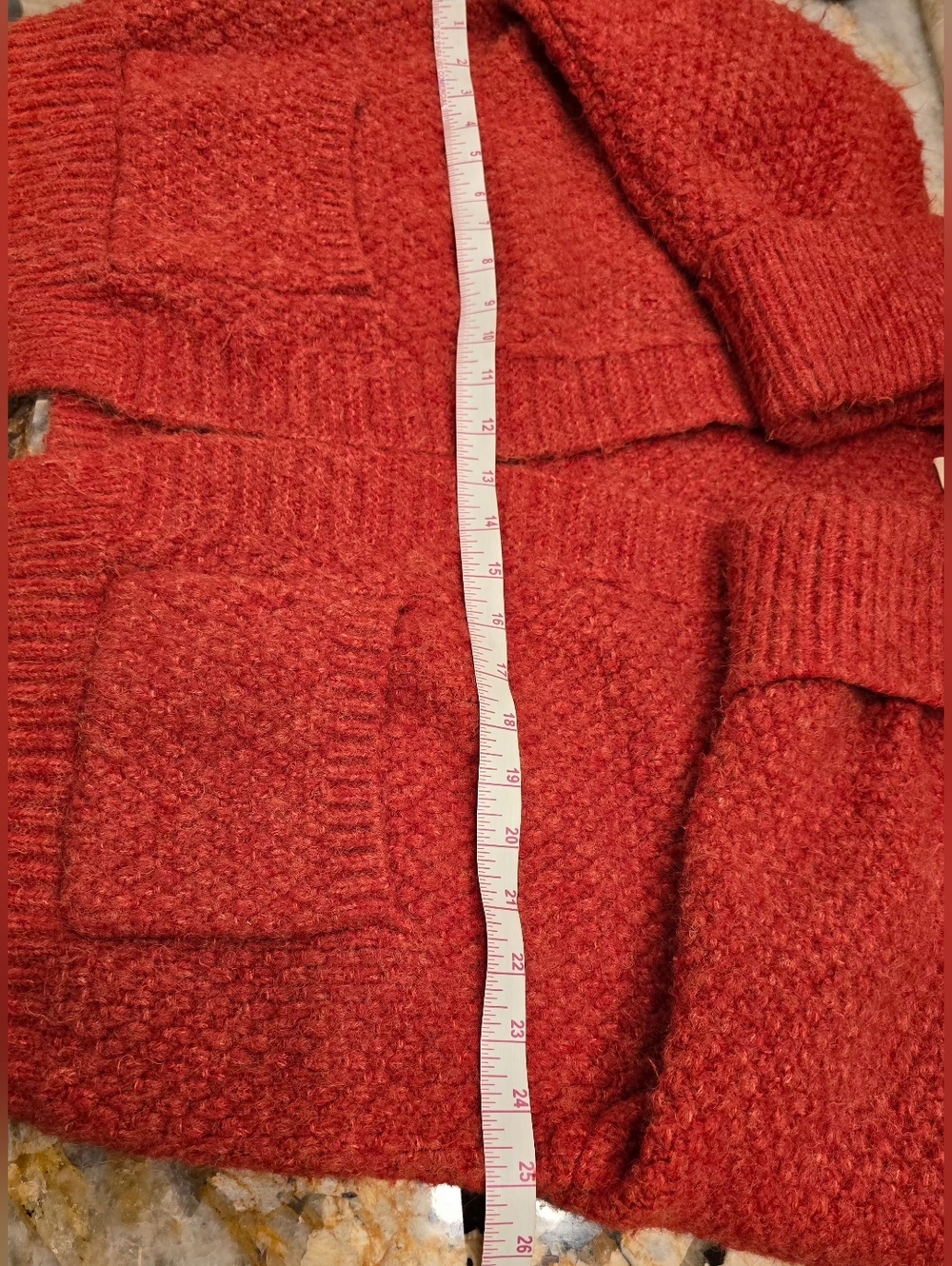Anthropologie Pilcro Oversized Cuffed Cardigan OS Orange Red - Picture 9 of 11